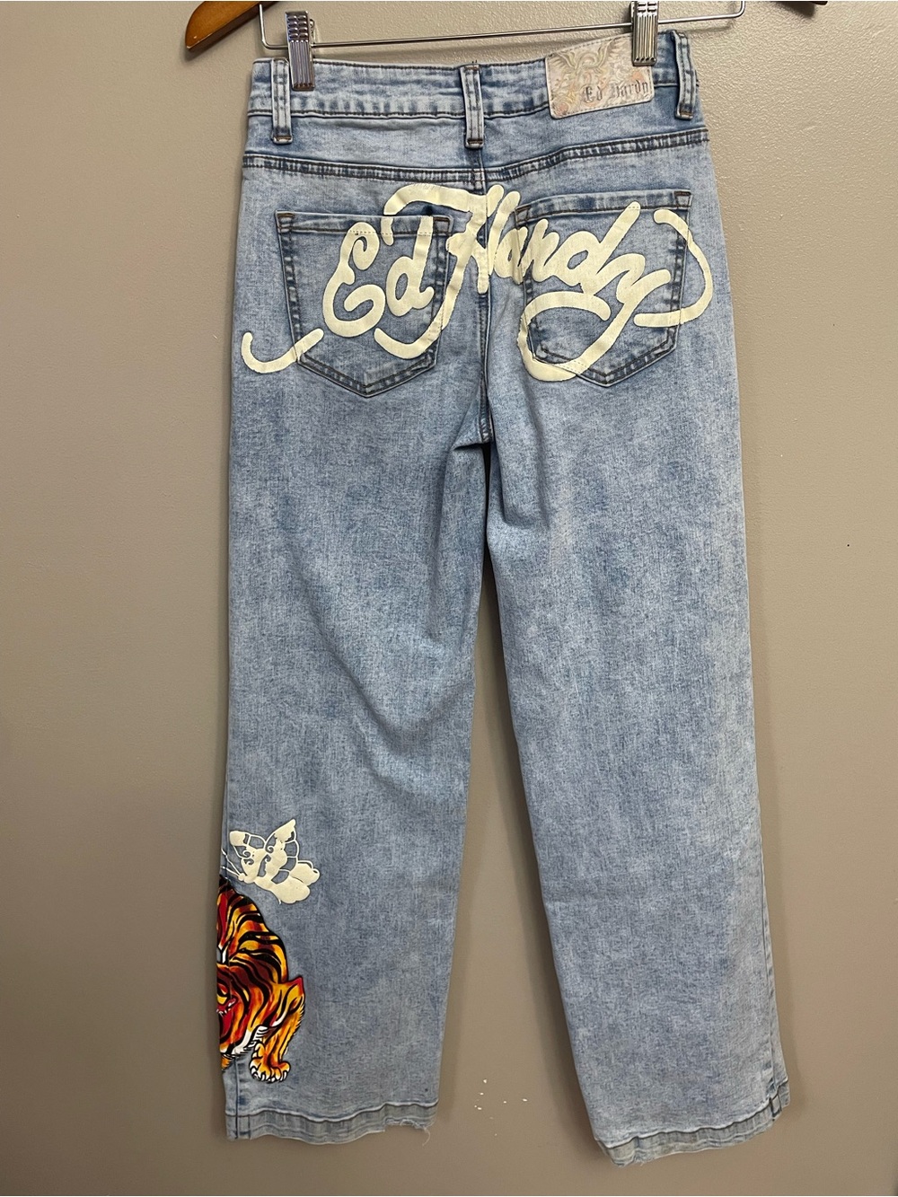 Ed Hardy size 24 Blue Jeans with Vibrant Tiger Design